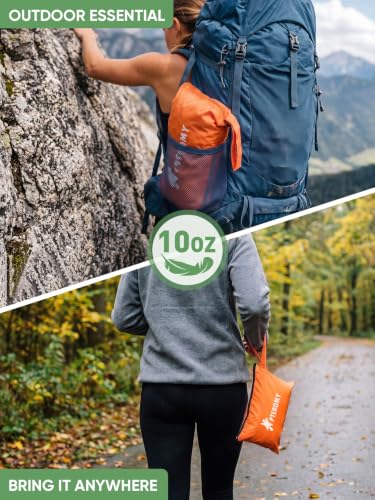 Image of PTEROMY Hooded Rain Poncho for Adult, Waterproof Lightweight Unisex Raincoat for Hiking Camping Emergency