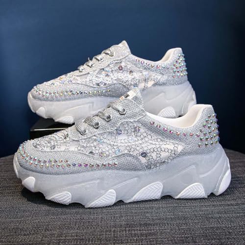 Baskets à plateforme strass femme chaussures de loisirs légères