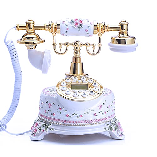 Telpal Home Telephone White Floral Home Phones Decorative Modern Landline Telephones Desktop Phone For Home Office Decor #TOP8