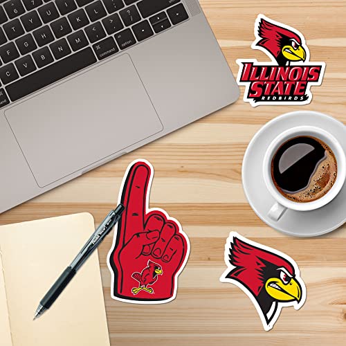 Image of Illinois State University 8ct Vinyl Large Deluxe Stickers Variety Pack - Laptop, Water Bottle, Scrapbooking, Tablet, Skateboard, Indoor /Outdoor - Set of 8