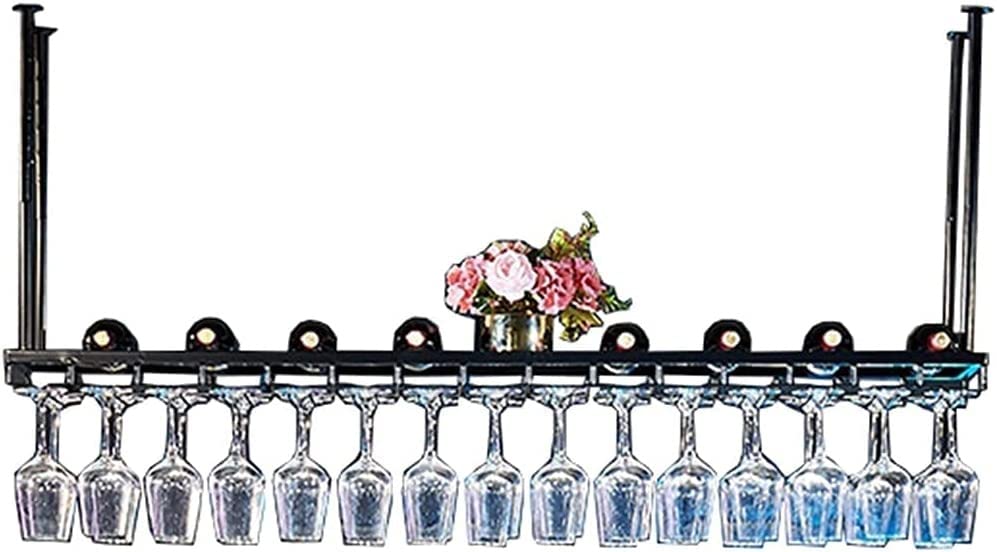 Porte-bouteilles de vin plafond suspendu réglable fer forgé 120cm