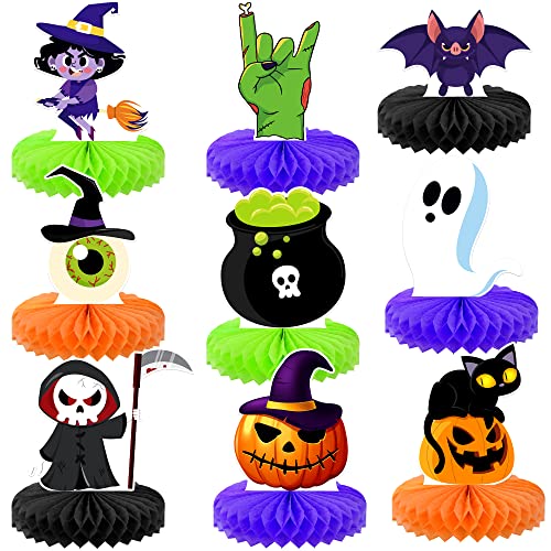 Image of KatchOn, Halloween Honeycomb Centerpieces - Pack of 9 | Halloween Party Table Decorations | Halloween Party Table Centerpieces for Kids Halloween Birthday Party Decorations | Halloween Table Decor