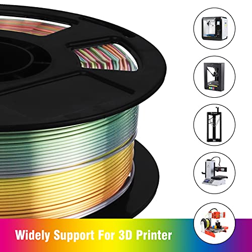 Image of BBLIFE Silk Shiny Multi Color Fast Change Rainbow PLA Filament, 1kg 2.2lbs 1.75mm 3D Printing Material, Widely Support for FDM 3D Printer, Easy to Print