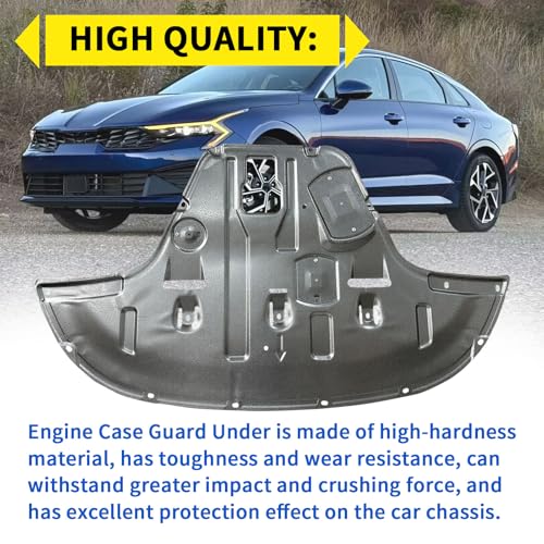 Image of Engine Splash Shield Compatible with 2021 2022 2023 2024 2025 KIA K5 Engine Lower Guard Plate Compatible with 2021-2025 KIA K5 Front Engine Guard Mud Flaps w /Screw Hardware