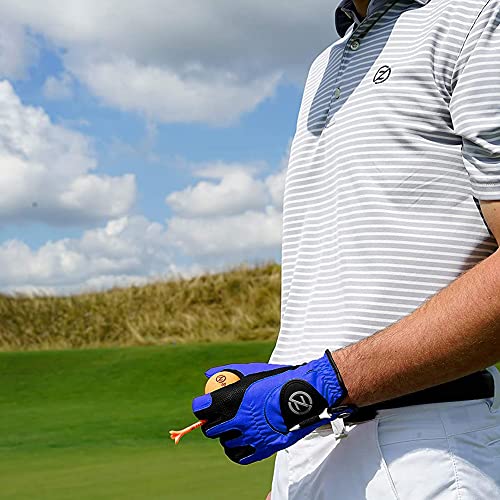 Zero Friction Men's Compression-Fit Synthetic Golf Glove (2 Pack), Left Hand, White/Blue,One Size #TOP2