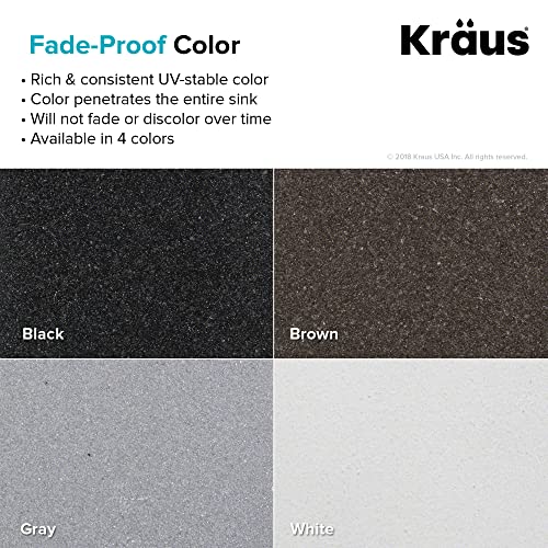 Kraus KGD-441BLACK Quarza 25 Inch Drop In Or Undermount Kitchen Sink, Single Bowl Granite Black Kitchen Sink thumb #5