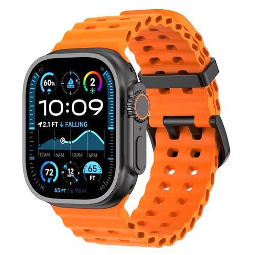 Image of Ocean Band Compatible with Apple Watch Strap 49mm 46mm 45mm 44mm 40mm 41mm 42mm Silicone Replacement Band for Series 12 11 10 9 8 7 6 5 4 SE Ultra 3 Strap