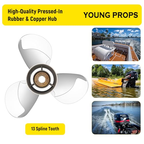 Image of 10 1 /2 x 13 Stainless Steel Outboard Propeller for Mercury Engines 30-70 HP Reference No.48-816704A45, 13 Tooth, RH