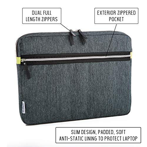 Fit & Fresh Protective Laptop Sleeve With Zippered Storage Pocket, Laptop Bag Fits Apple/Microsoft/Acer/Samsung/Google/Lenovo With Up To 15.6" Displays, Space Dyed, Gray #TOP4