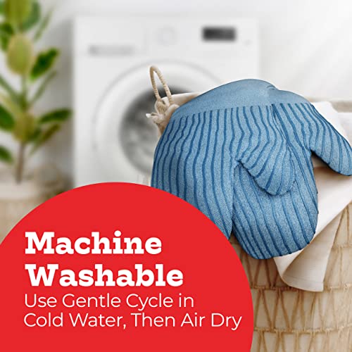 Big Red House Heat-Resistant Oven Mitts - Set Of 2 Silicone Kitchen Oven Mitt Gloves (Blue Denim, 12.5") #TOP6