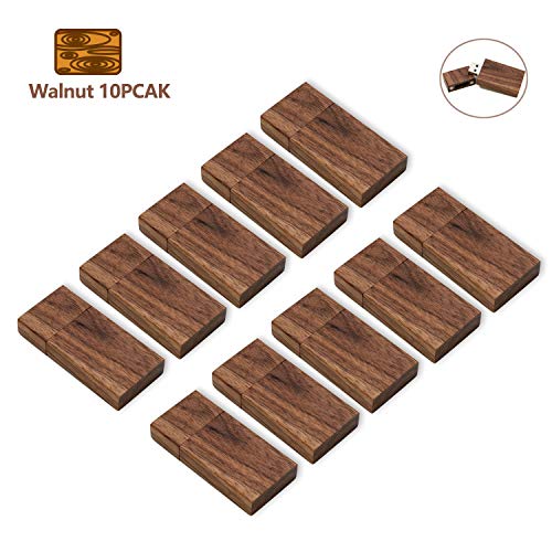 Memoria USB 8GB de Madera 10 Unidades, JBOS Memoria Flash USB2.0 8GB, Pendrive 8GB dpara Bodas/Fotógrafos, Nogal