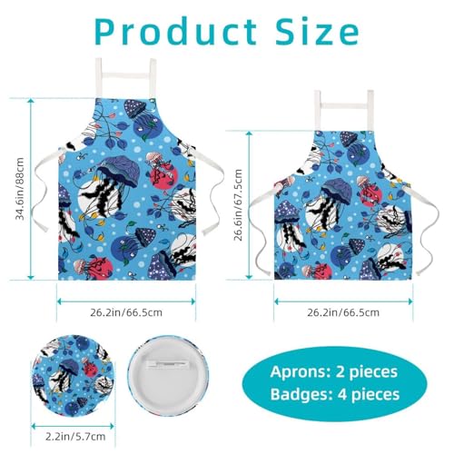 Tablier de serveuse multicolore grand format avec 4 broches de réglage - 2