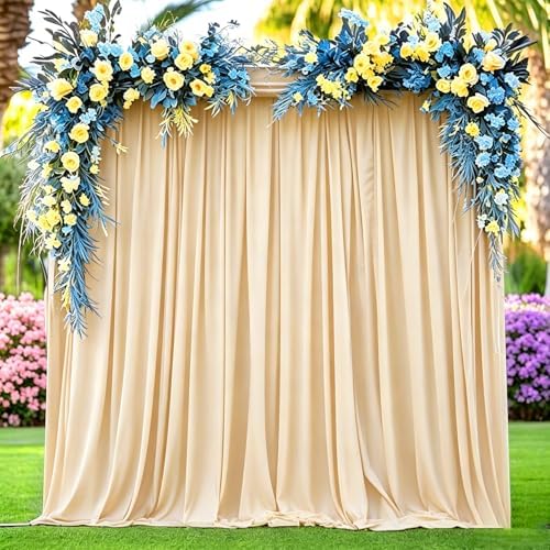 LUPATDY 2 Stück Hellbraun Hintergrund Vorhang 1.5 m x 3 m, Hochzeit Fotografie Hintergrund Gardine, Polyester, Weich Glatt Vorhang für Party, Babyparty, Geburtstag, Hochzeitsdekora