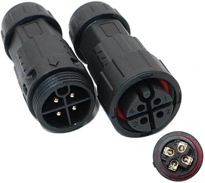 M19 Field Wireable Male and Female Butt-Joint Type 4 Pin Wire and Cable Screw Lock Waterproof Connector
