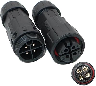 M19 Field Wireable Male and Female Butt-Joint Type 4 Pin Wire and Cable Screw Lock Waterproof Connector