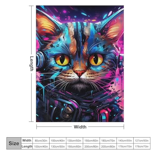 Couverture flannel motif chat idéale sieste sur sofa
