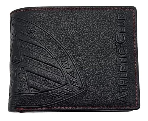 Athletic Club Bilbao, Producto Oficial, Billetera Escudo Relieve, Color Negro, confeccionado en Piel de Vacuno