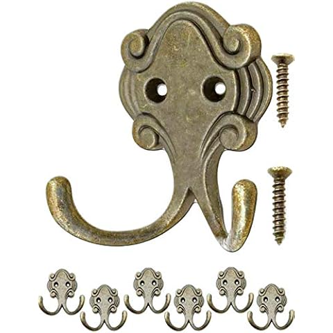 Fuxxer® Antique Double Coat Hook Set of 6 Cover