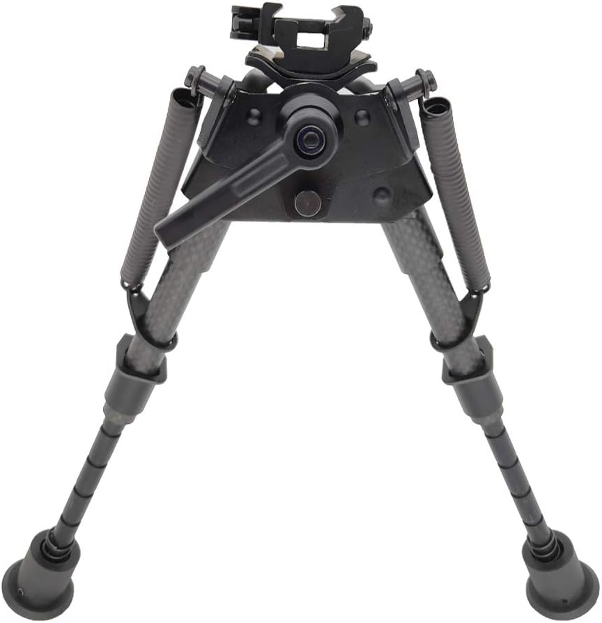6-9 Inch Tactical Carbon Fiber Hunting Bipod Quick Release Swivel Style with Podlock for Picatinny Rail or Sling Swivel Studs
