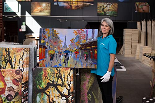 Startonight Canvas Wall Art Paris Street Eiffel France Colored Painting Framed 24" X 36" #TOP5