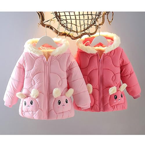 Thick Fleece Hooded Jacket for Toddler Girls Zipper 𝗦𝗵erpa Lined Windproof Outerwear Warm Coat with Pocket3