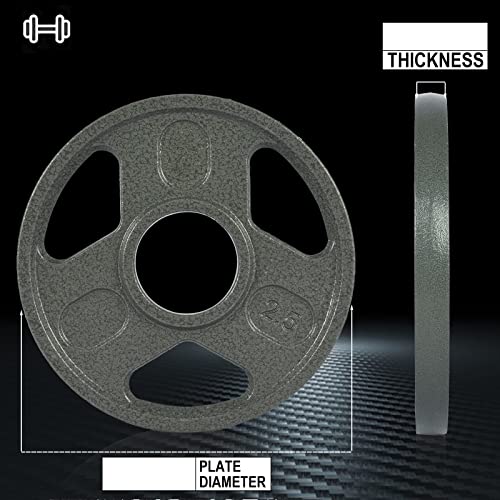 Olympic Grip Plate For 2-Inch Holes, 2.5-45Lbs Rubber Coated In Pairs Or Single For Strength Training, Weightlifting And Bodybuilding, Solid Cast Iron Weight Plates For Barbell #TOP1
