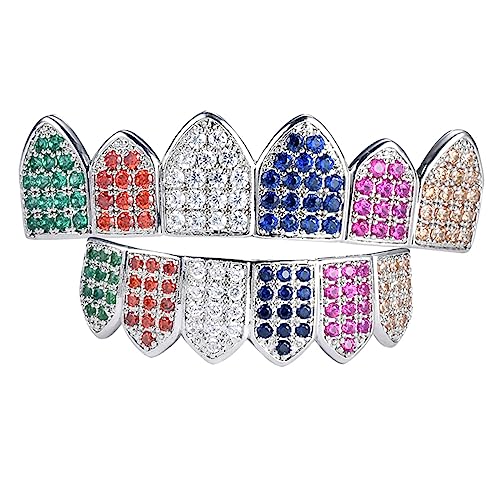 LXSSLY Grillz colorido para mulheres, churrasqueiras de diamante hip hop, boca de dentes, parte infe