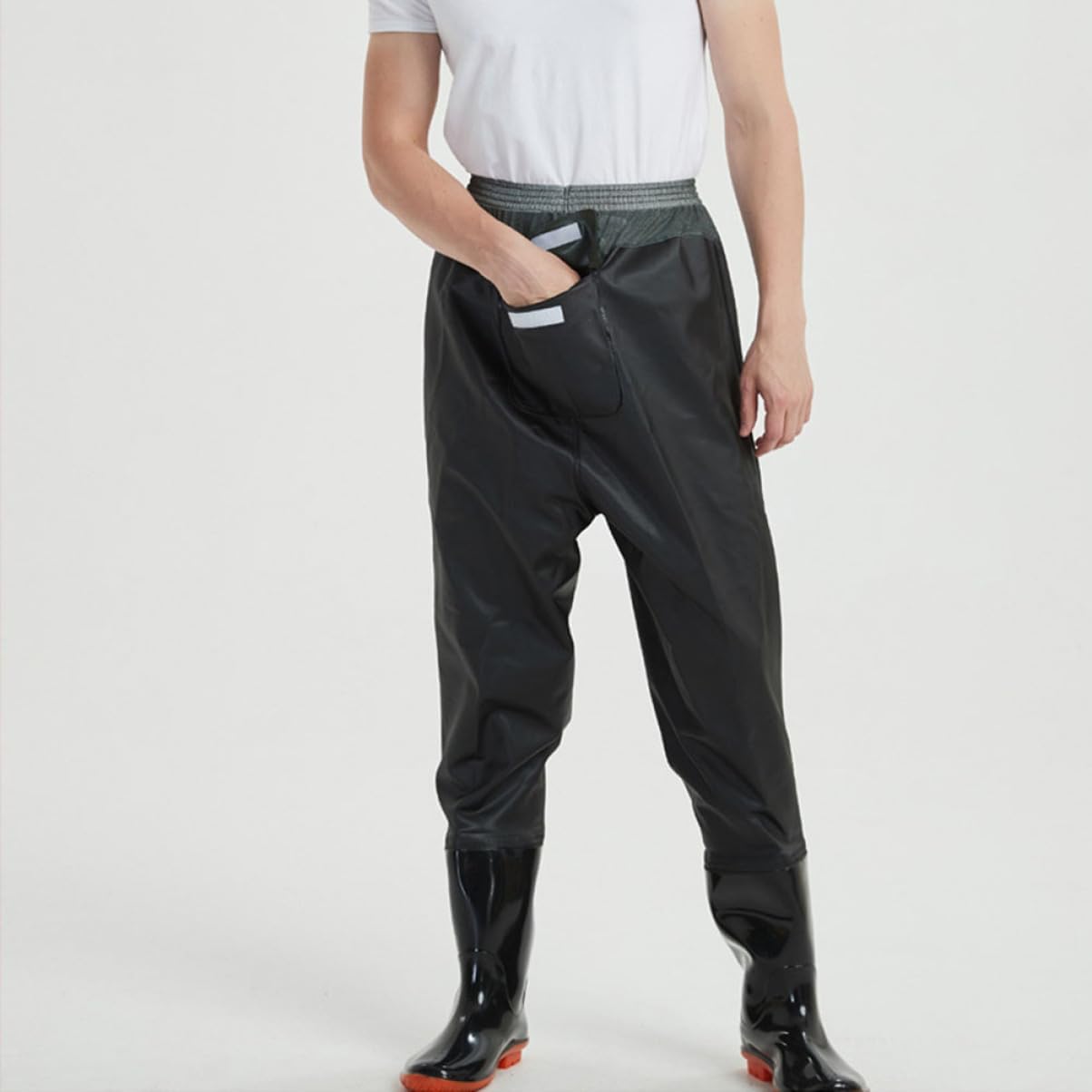 Men's Fish Wading Suit Camo Pants Full Body Fishing Pants with Shoe Non-slip Sole