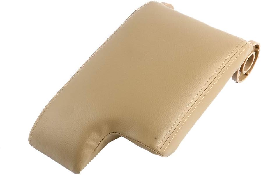 Leather Armrest Center Console Lid Cover Storage Box Beige Compatible with BMW 1999-2004 E46