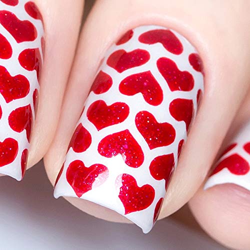 Whats Up Nails - Heart Lines Nail Stencils Stickers Vinyls for Nail Art Design (2 Sheets, 24 Stencils Total)