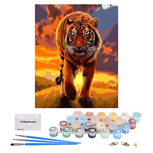 TONZOM målning med nummer Kit, DIY akryloljemålning för vuxna barn nybörjare, Tiger 16 x 20 tum Canvas utan ram