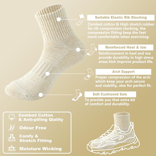 Image of MAGIARTE Womens Athletic Cotton Mini Crew Socks Thick Cushioned Running Hiking Multi Sports Socks for Women 4 Pairs