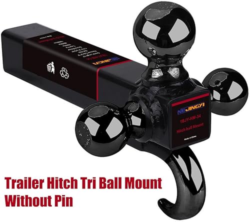Miniatura 2 de NBJINGYI Enganche de remolque de 2 pulgadas con gancho de 1-7/8 pulgadas, 2 pulgadas, 2-5/16 pulgadas, bolas y gancho chapados en negro