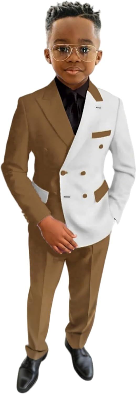 Double Breasted Boys Suit 2 PC Wedding Party Tuxedos Blazer Pants Set Casual Suits 3-16 Years