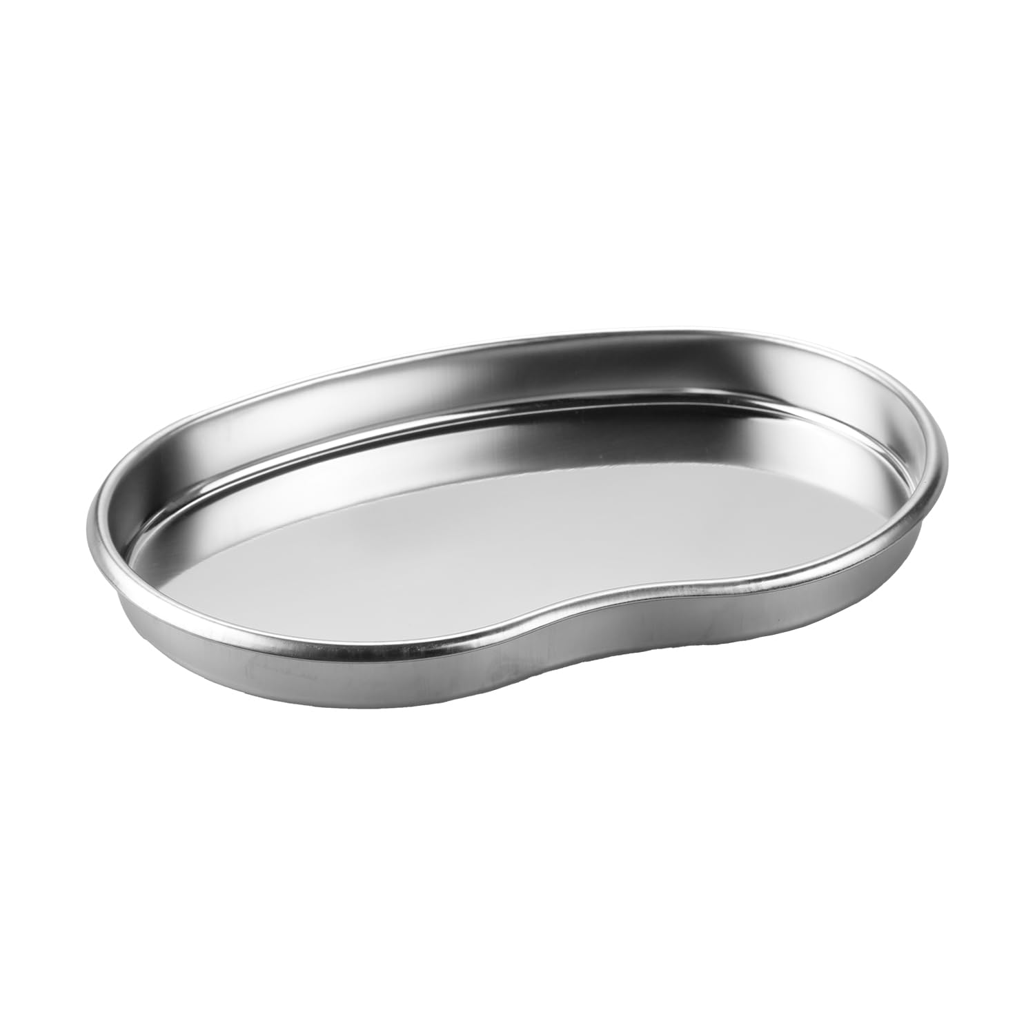 Tabanzhe Silver Stainless Steel Kidney Tray-8 Inch Metal Kidney Dish Professional Surgical Curved Tray Reusable Instrument Lab Tray For Medical Dental Use