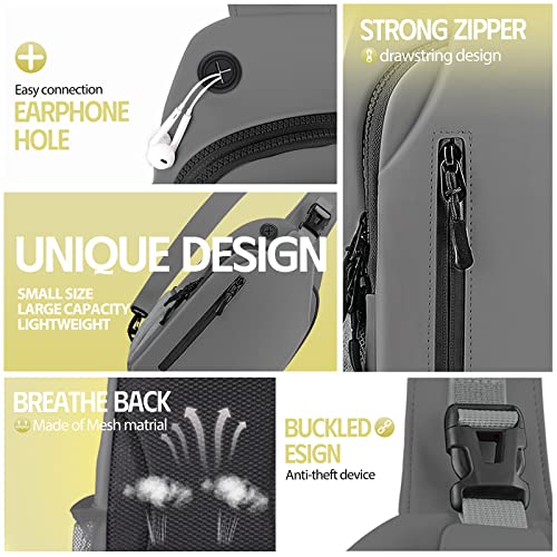 Sling Bag For Women & Men, Waterproof Sling Crossbody Backpack With Usb Charging Port, Lightweight Shoulder Chest Bag For Hiking, Travel (Grey) #TOP3