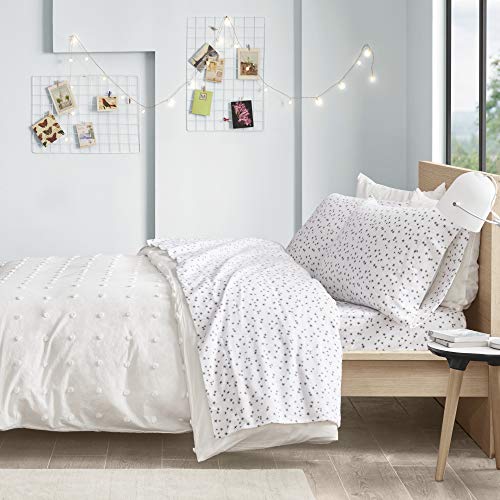 Image of Intelligent Design Cozy Soft 100% Cotton Flannel Print Animals Stars Cute Warm, Ultra Soft Cold Weather Sheet Set Bedding, Twin, Grey Stars 3 Piece