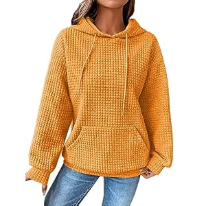 Hoodies for Women Casual Long Sleeve Drawstring Waffle Pullover Tops Hoodie Sweatshirts Lightweight Pullover Tops
