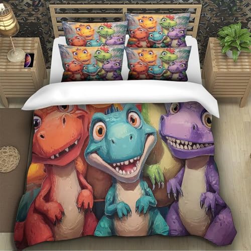 Linge de lit dinosaure 3D de qualité supérieure en microfibre résistante 260x220cm