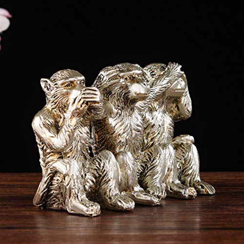 Estatua Mono No Evil Small Resina Plateada 4.3x2.2x2.8 pulgadas miniatura 5