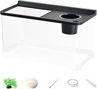 Betta Aquarium, 3 farbige Lichter, Landschaftsbau, Hydrokultur-Aquarium für Tisch, Arbeitsplatz, Wohnzimmer, Zuhause, Schlafzimmer, Foyer, Landschaftsbau