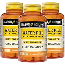 Mason Natural Water Pill with Potassium and Calcium, Supports Fluid Balance, Helps Relieve Bloating and Swelling, Natural Diuretic Supplement, 90 Tablets Pack of 3