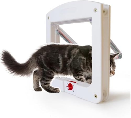 Miniatura 5 de 2pcs Controllable Small Pet Entry Cat Hole with Lock for Indoor Use Lightweight Two-Way Access Cat Gate Easy to Install White and Brown Animal Access