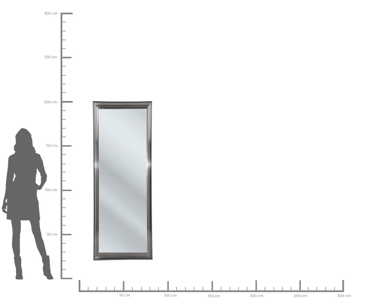 Kare Design Espejo Marco Eve Plata Espejo De Pared Para Salón Dormitorio Pasillo Espejo De Cuerpo Entero Vestidor Decorativo 180 X 90 X 4 Cm