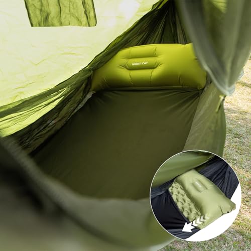 Image of Night Cat Camping Hammock Tent: Lightweight Portable 4 in 1 Hammock with Rain Tarp and Mosquito Net for Hiking Jungle Outdoor