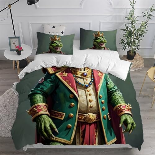 Housse de couette imprimé 3D crocodile parure de lit double microfibre douce - 6