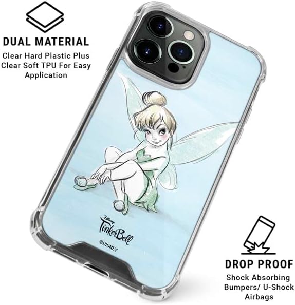 Skinit Clear Phone Case Compatible with iPhone 15 Pro - Officially Licensed Disney Tinker Bell Sketch Art Design