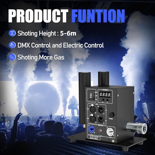 Máquina de niebla de CO2 de doble cabeza, cañón de niebla fría para DJ, control DMX 512, altura del chorro de 5-6 m (16,4-19,7 pies), para conciertos, fiestas, cumpleaños y bodas miniatura 2