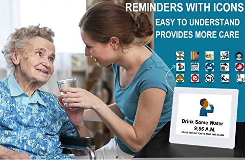 【Upgraded】 19 Alarms Dementia Clock W/Remote Control, Custom Alarms,10 Auto-Dim Options, Non-Abbreviated Day Date Clock For Vision Impaired Elderly, Memory Loss Alzheimers (8 Inch) #TOP3