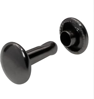 ONLYKXY 100pcs Metallic Leathercraft Rivets Double Cap 8MM/0.3inch Rivet Bottom Snaps for Shoes, Bags and Keychains Leather Rivet Set (Black)